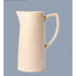 Bidk Home Ribbed Stone Ceramic Pitcher Vase with Large Handle