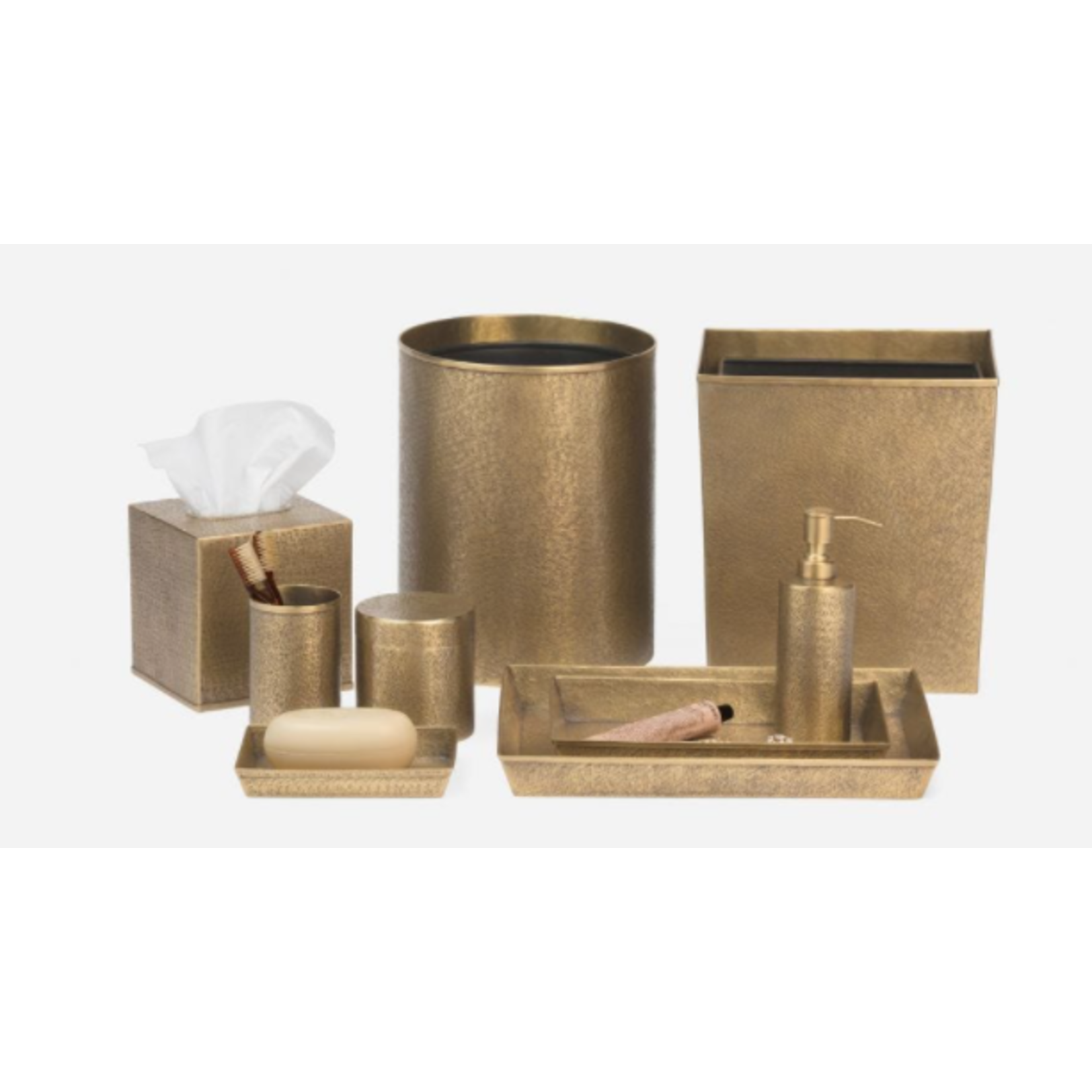 Pigeon and Poodle Kenitra Antique Brass Waste Basket Square