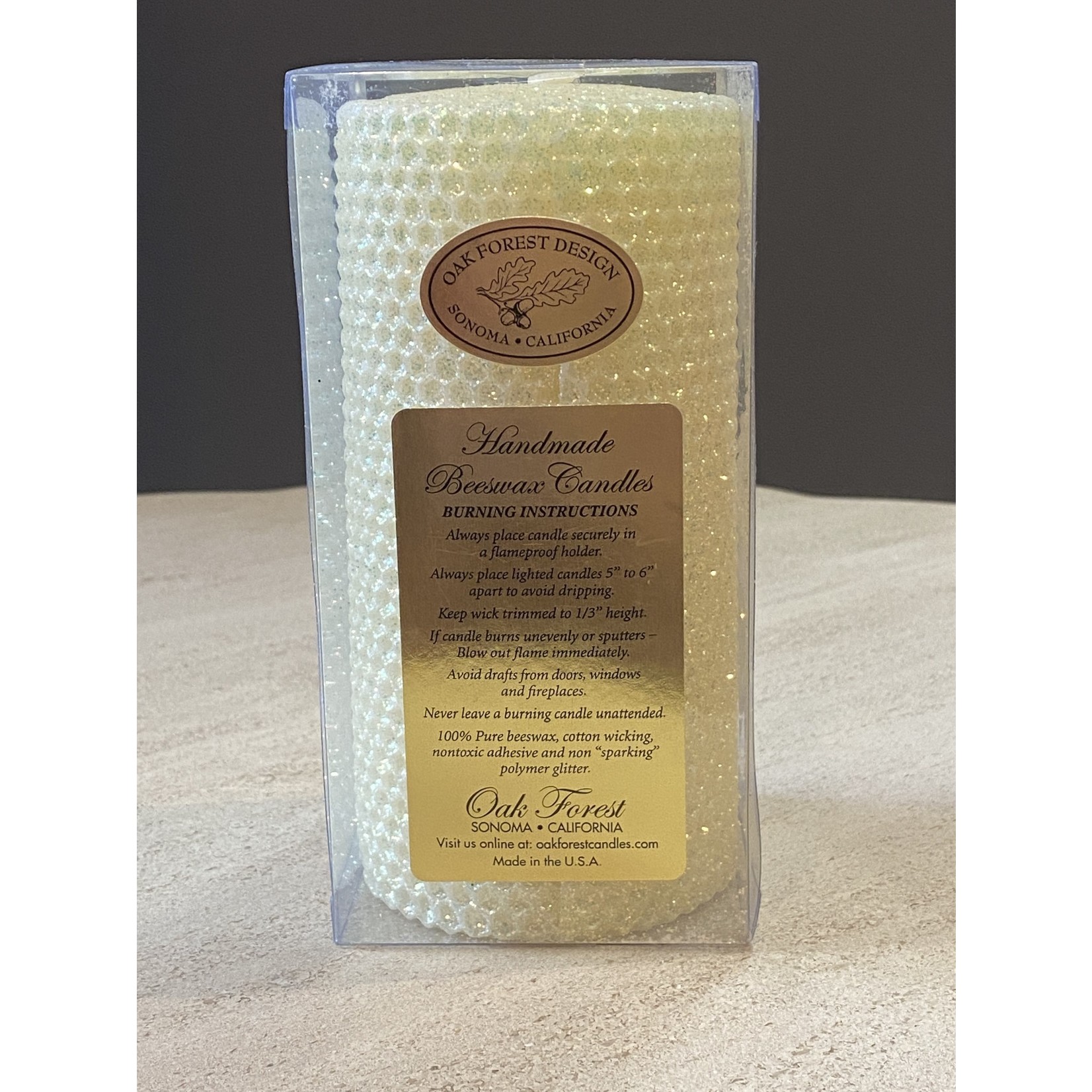 Oak Forest Design Sorbet Pillar Candle 3x6 Beeswax