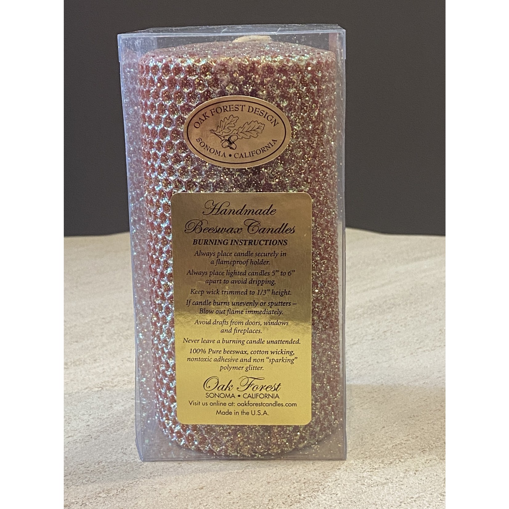 Oak Forest Design Pumpkin Pillar Candle 3x6 Beeswax