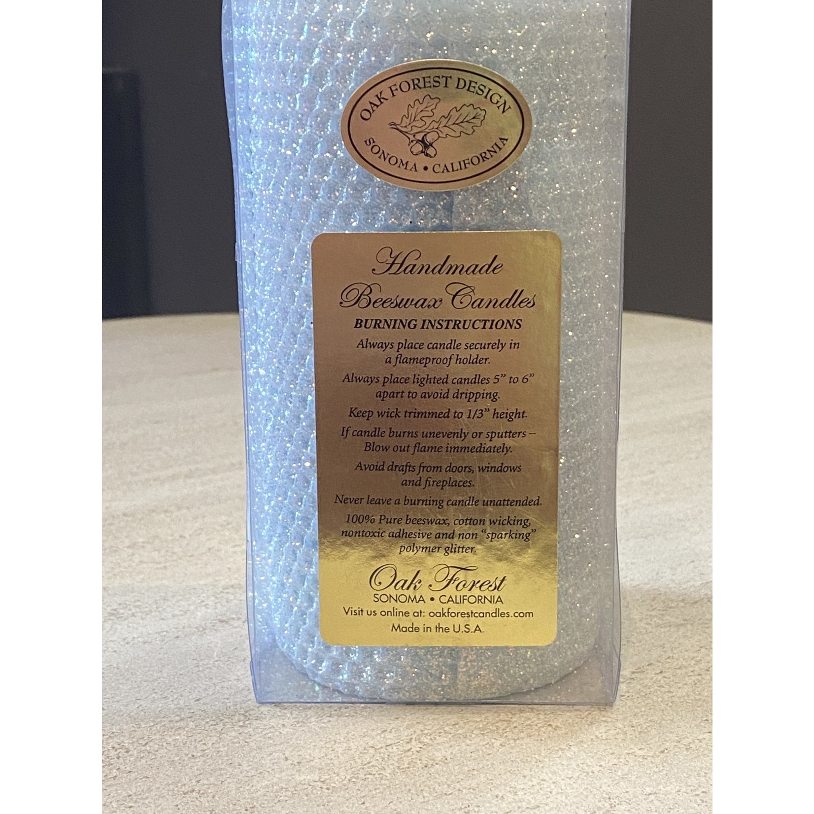 Oak Forest Design Aqua Pillar 3x6 Candle Beeswax