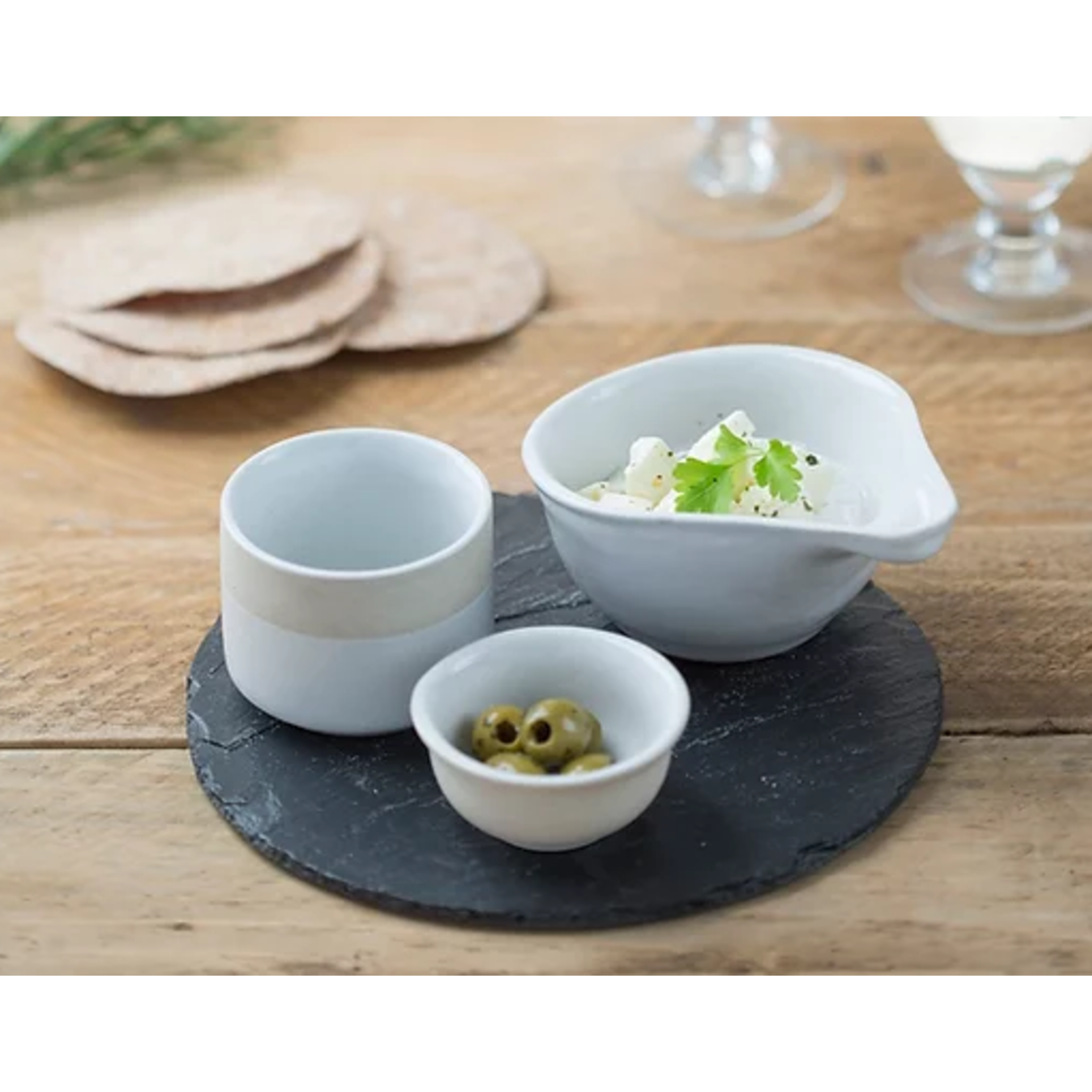 Just Slate Company Slate & Stoneware Tapas Dish Set