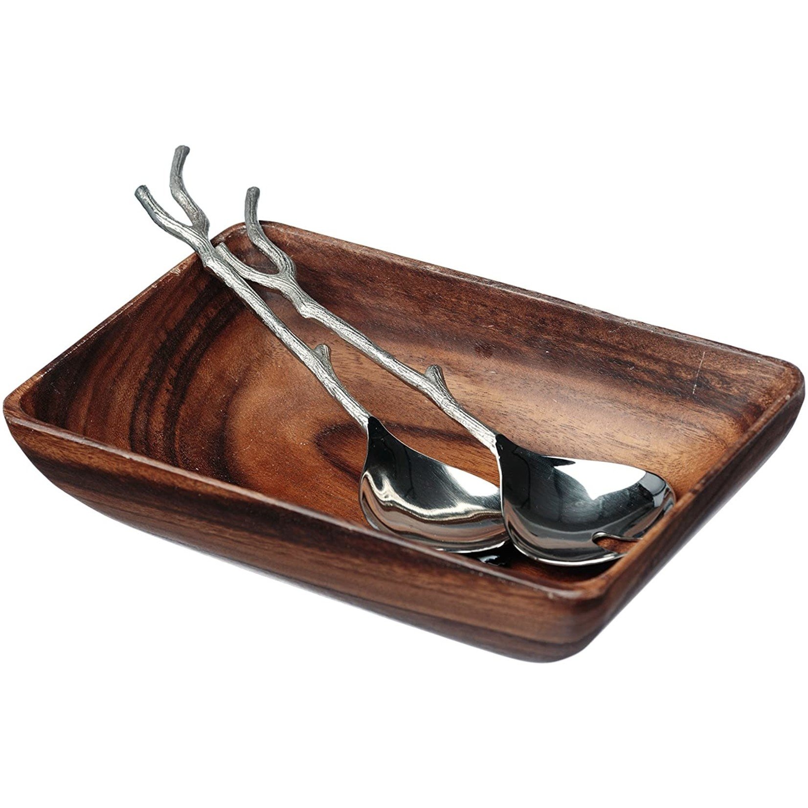 Just Slate Company Acacia Wood Salad Bowl with Serving Spoons