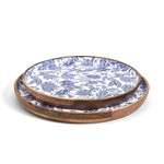 Two's Company Blue Batik Round Tray-Medium
