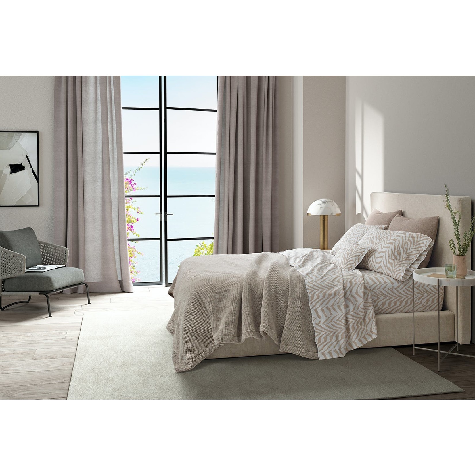 Matouk Pacific Queen Coverlet Blanket Dune