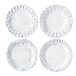 Vietri Incanto Assorted White Canape Dessert Plates - Set of 4