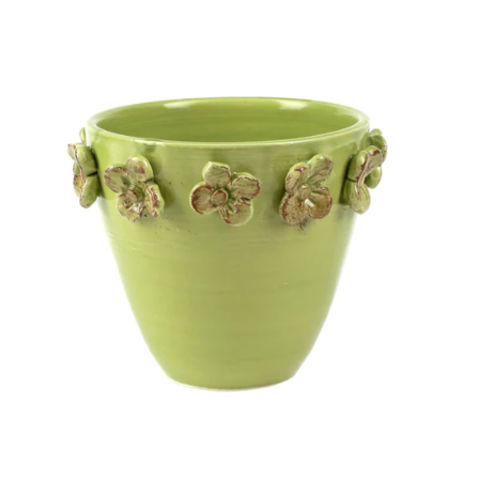Vietri Rustic Garden Pistachio Green Ceramic Cachepot - Small 6.25" x 5"