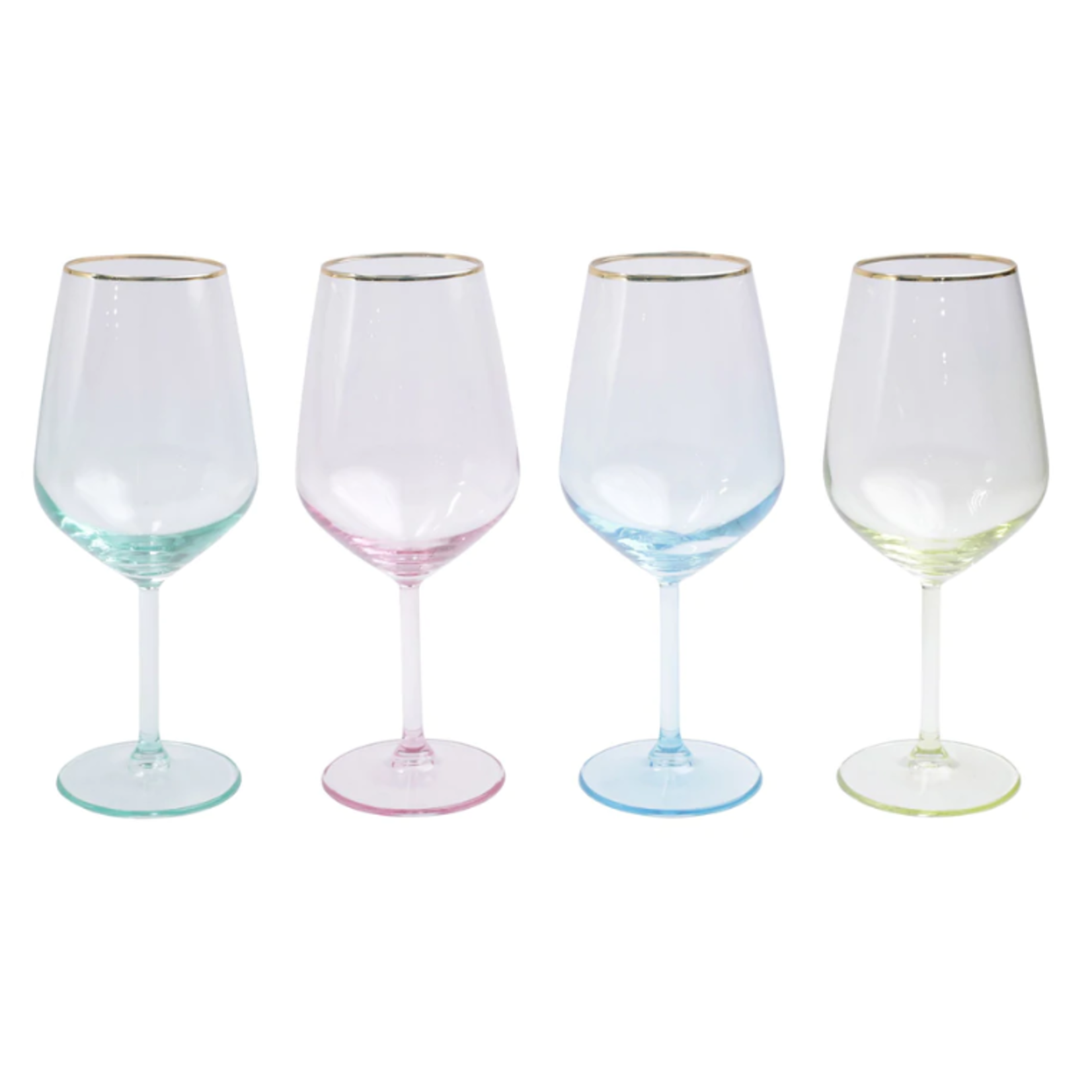 Vietri Rainbow Assorted Wine Glasses Set of 4