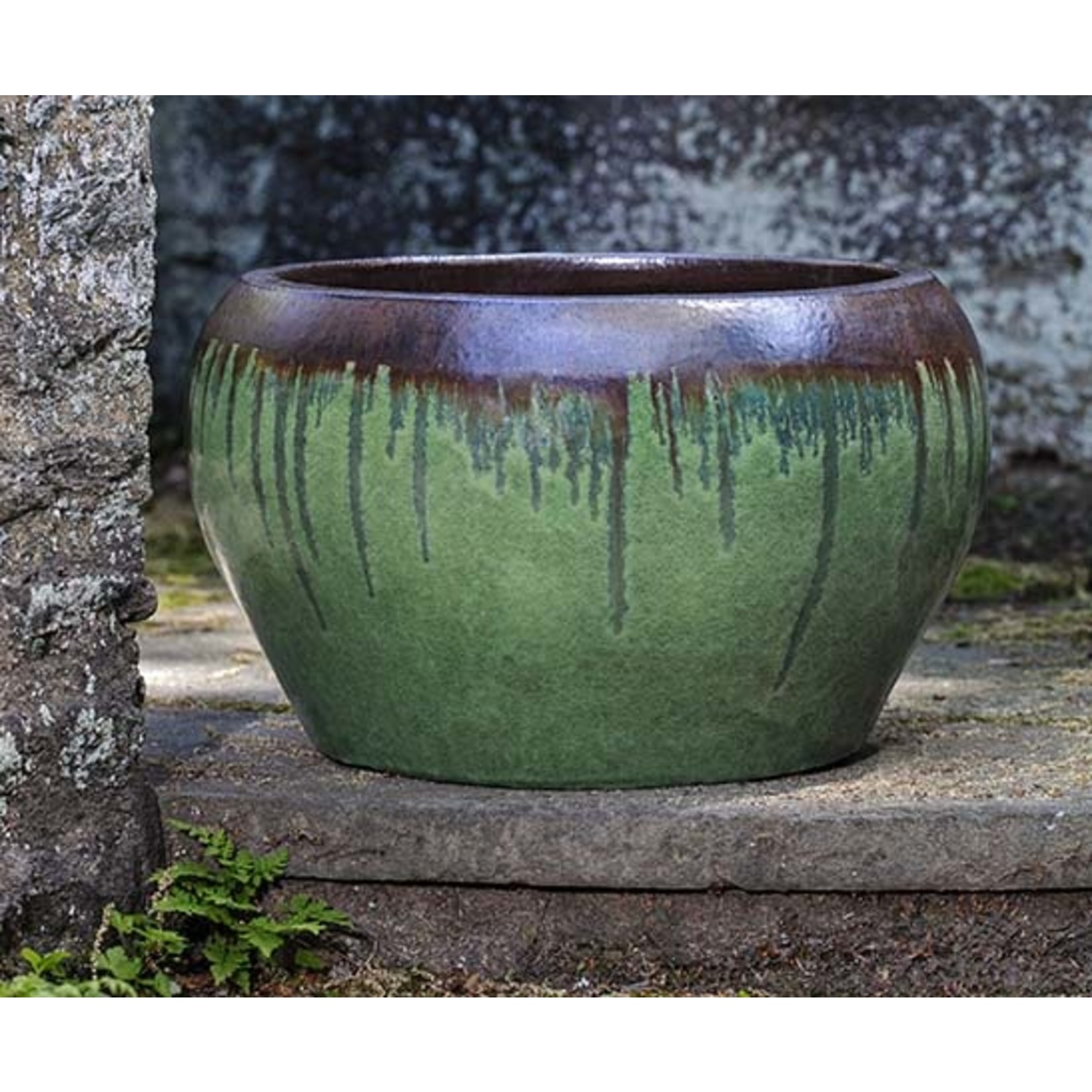 Campania Maia Bayou Green Bronze Glazed Planter - Large 19.75" x 11.75"
