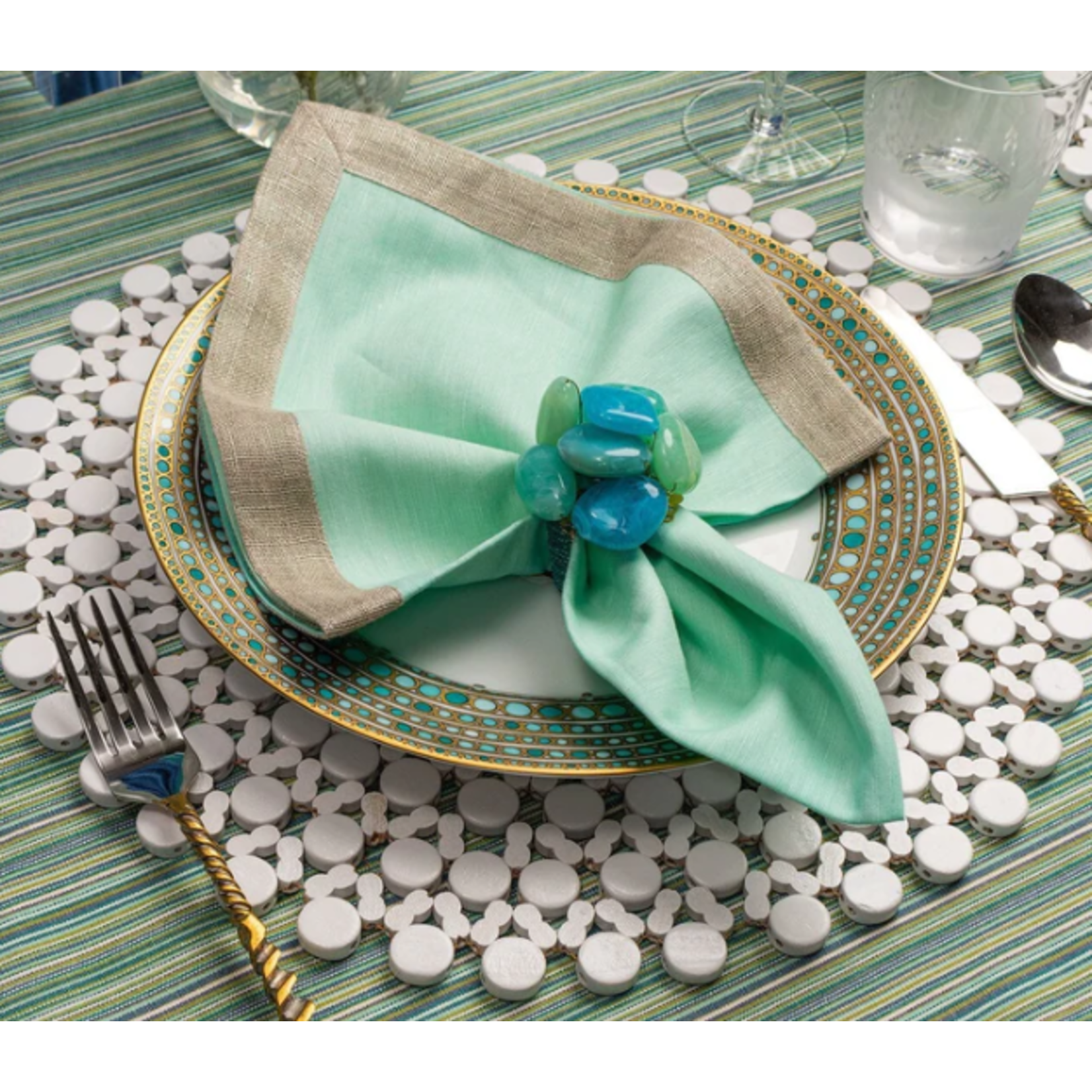 Kim Seybert Dip Dye Napkin Mint & Silver