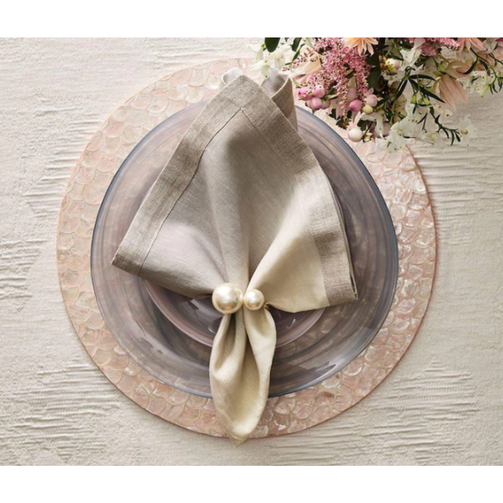 Kim Seybert Pearl Ivory & Gold Napkin Ring