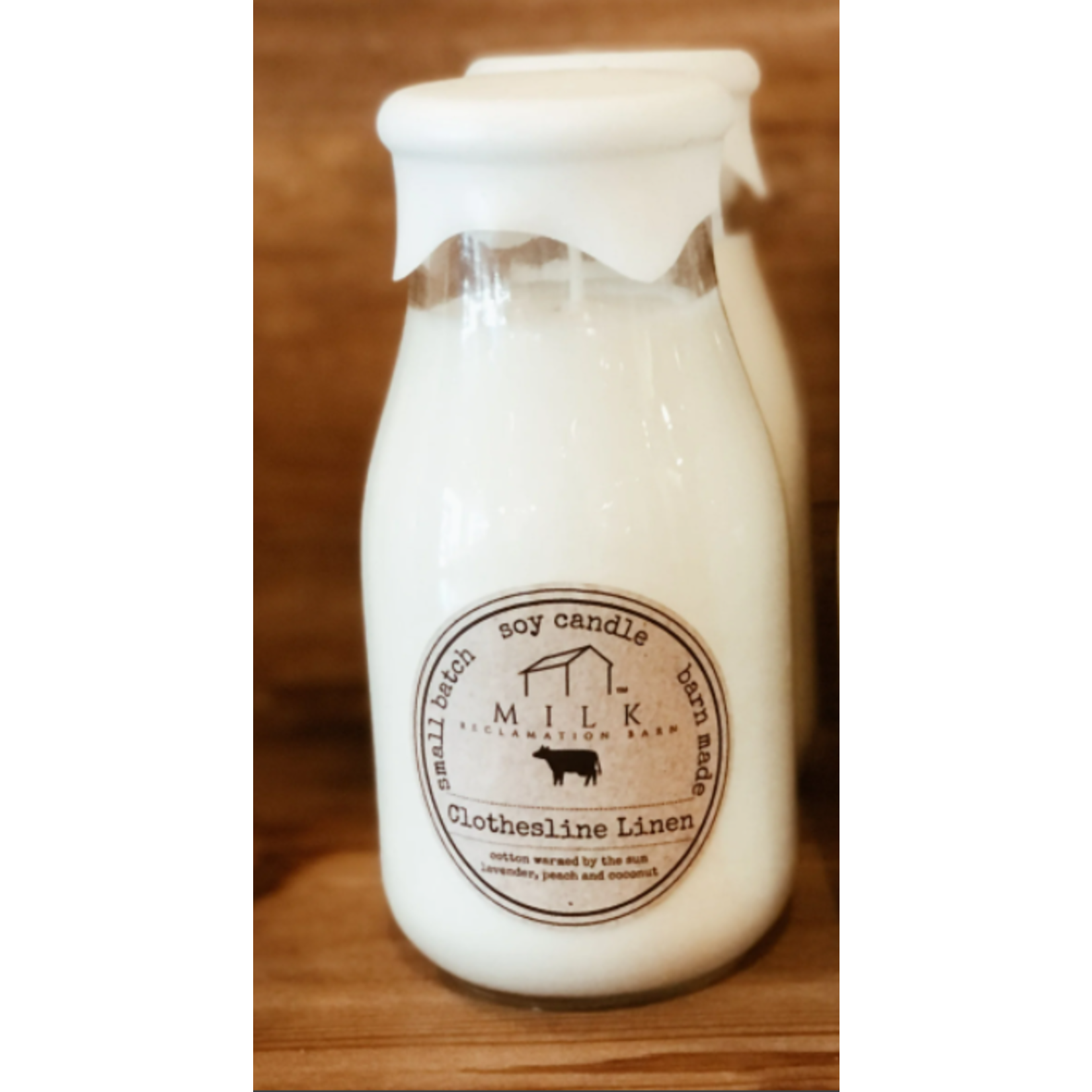Milk Reclamation Barn Milk Bottle Soy Candle Clothesline Linen