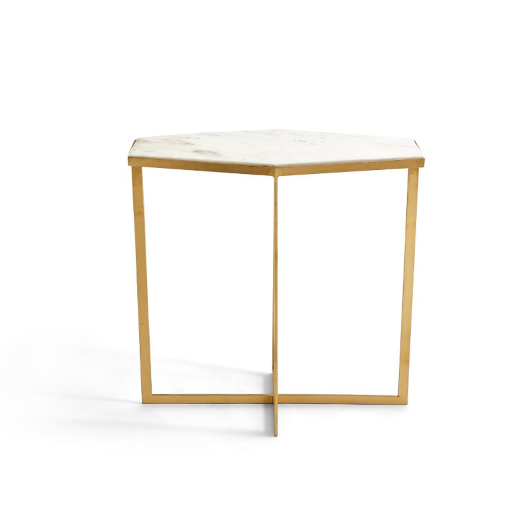 Two's Company Palais Marble Hexagonal Gold Table