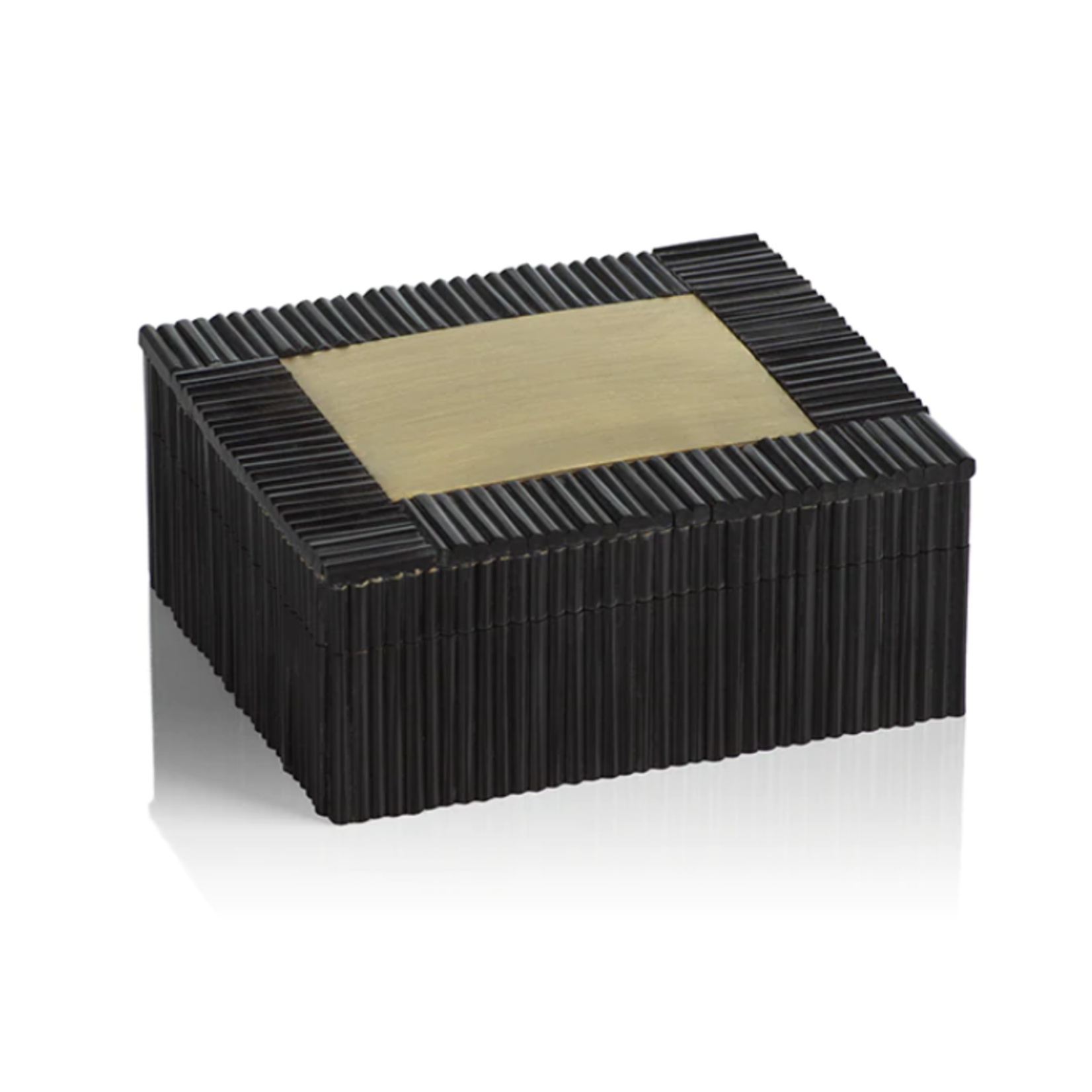 Zodax Black Resin Inlaid Box with Brass