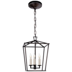 Visual Comfort Dianna Three Light Mini Lantern Aged Iron Pendent