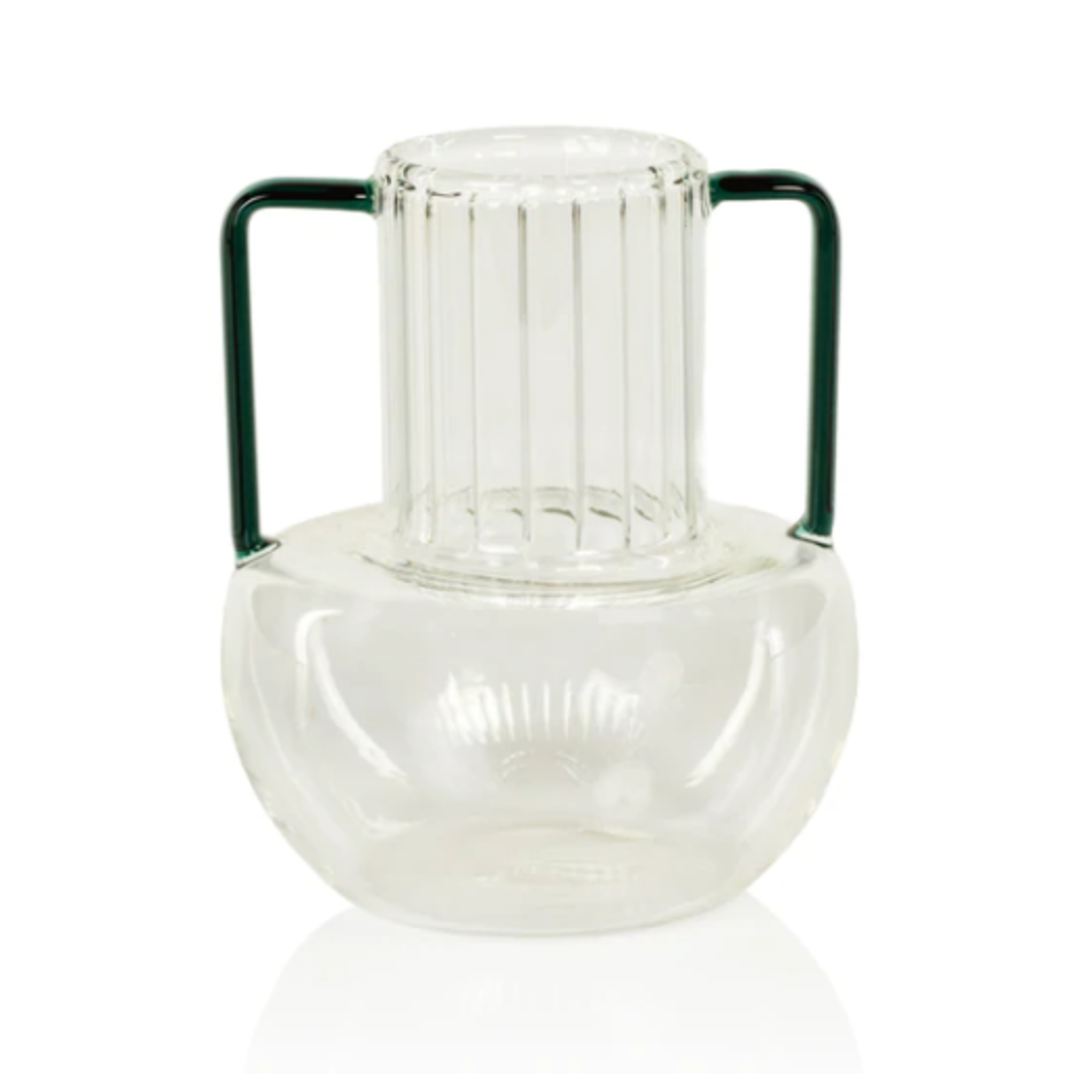 Zodax Glass Vase w/ Green Handles