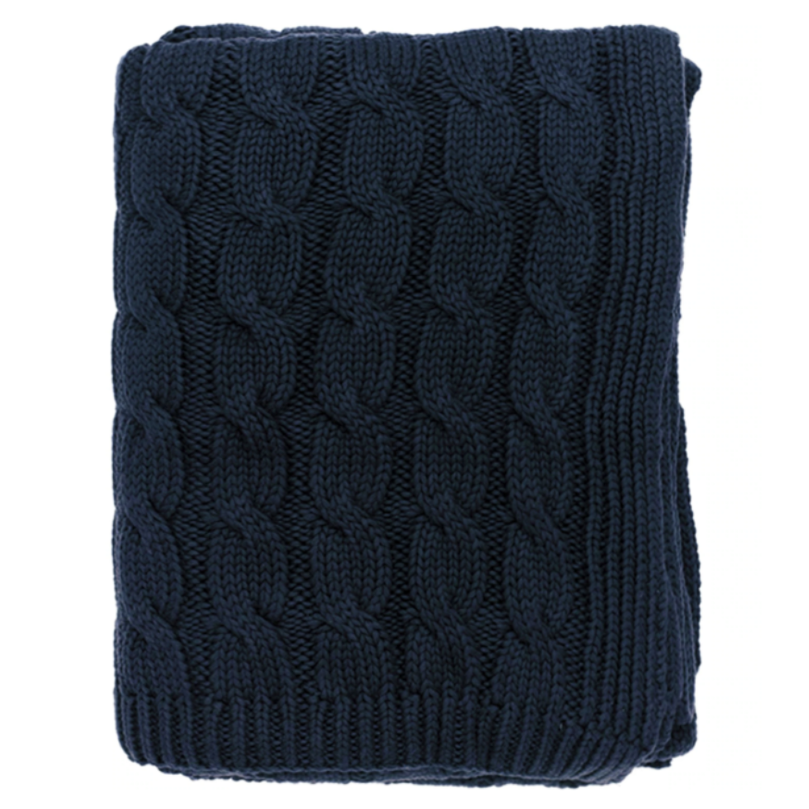 Darzzi LLC Big Cable Knitted Cotton Throw Blanket Navy