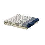 Darzzi LLC Casa Cotton Throw Blanket - Natural/Midnight Blue
