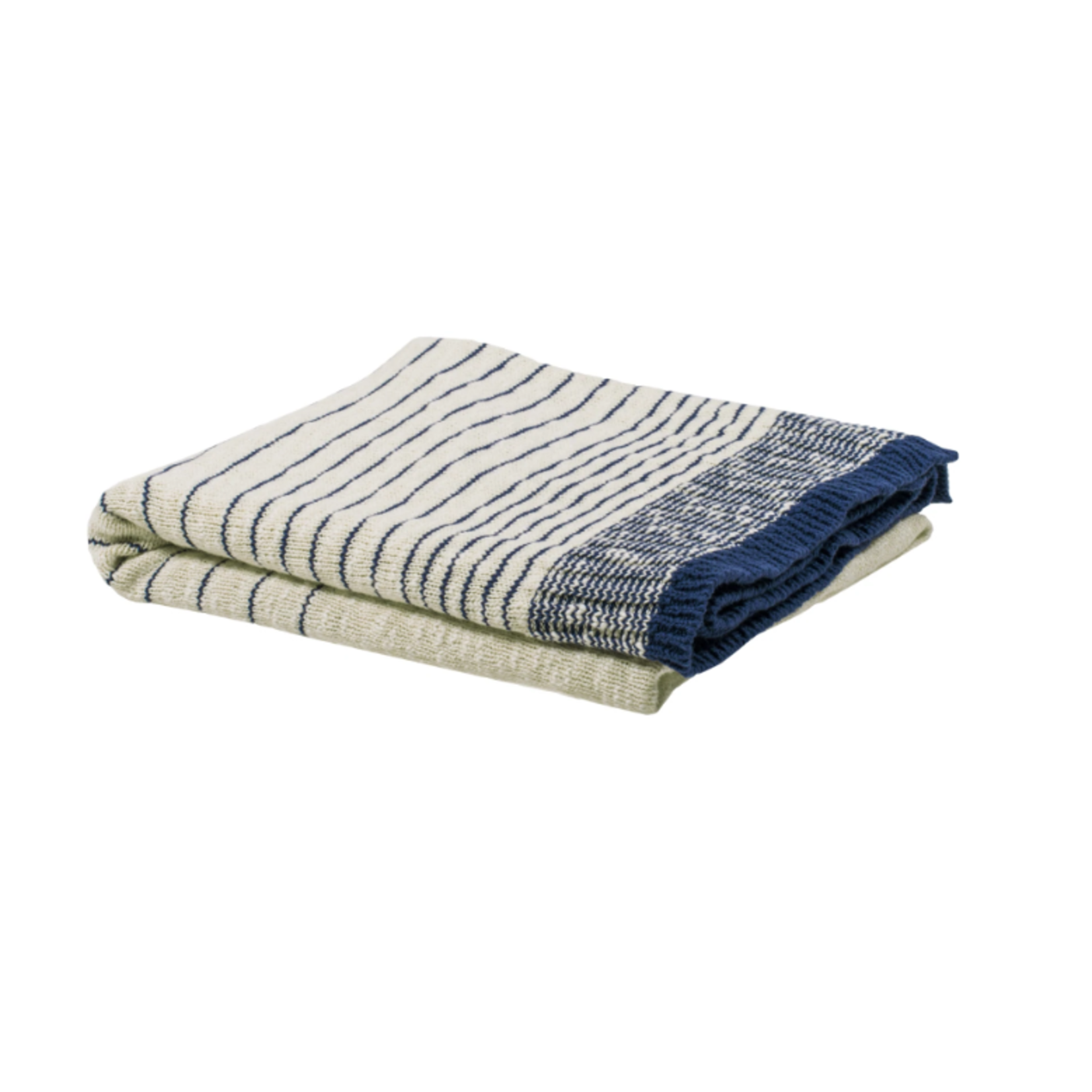 Darzzi LLC Casa Cotton Throw Blanket - Natural/Midnight Blue