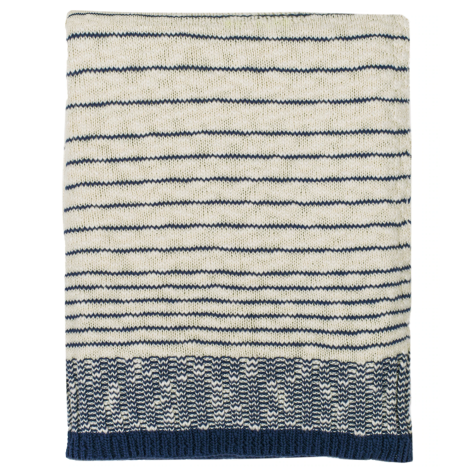 Darzzi LLC Casa Cotton Throw Blanket - Natural/Midnight Blue