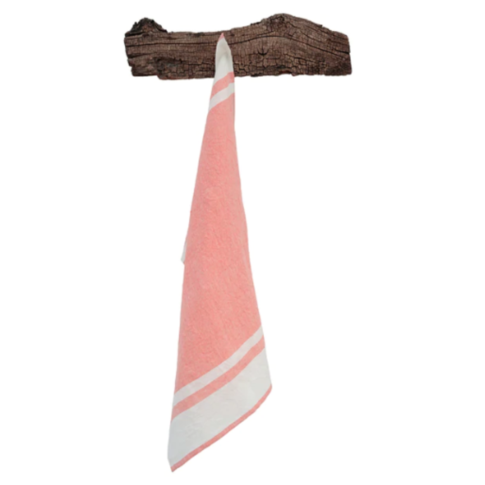 Darzzi LLC Chambray Stripe Linen Tea Towel- Coral