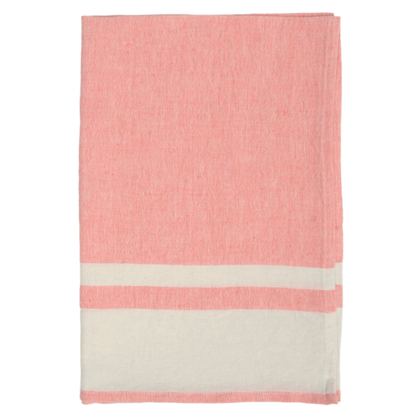 Darzzi LLC Chambray Stripe Linen Tea Towel- Coral