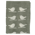 Darzzi LLC Bird Print Cotton & Linen Tea Towel - Grey