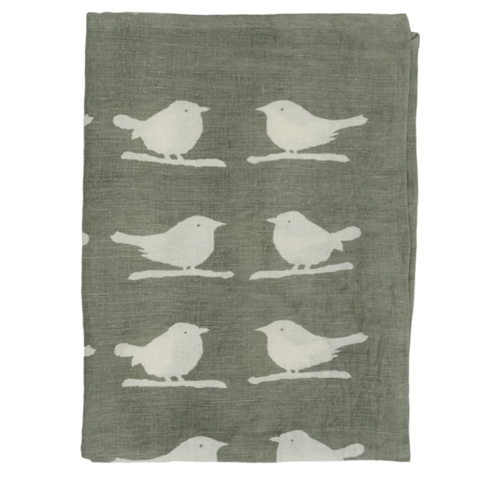 Darzzi LLC Bird Print Cotton & Linen Tea Towel - Grey