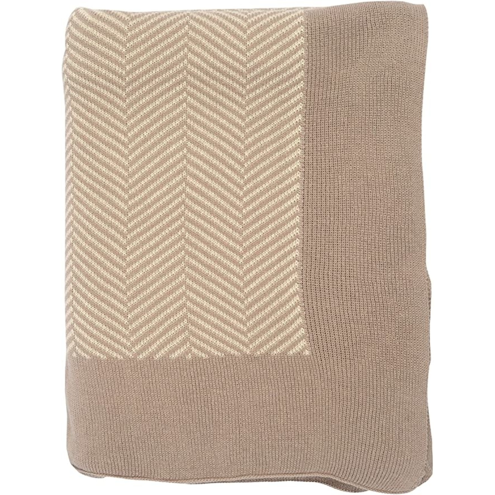 Darzzi LLC Herringbone Knitted Throw Blanket Tan