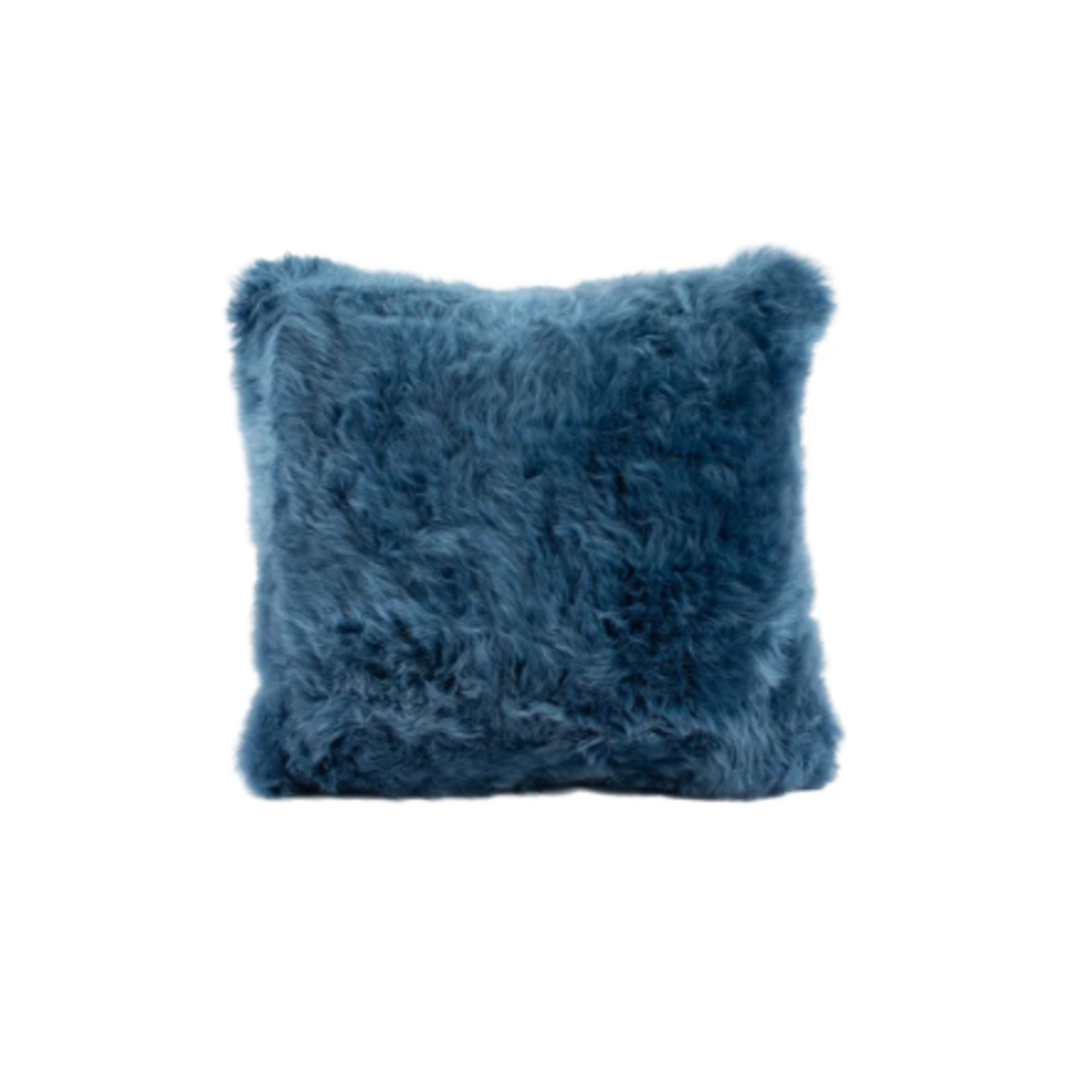 Fibre by Auskin Cushion Wool Sheepskin Square Blue Throw Pillow