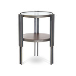 Charleston Forge Crawford Drink Table with Marrone Antico Finish & Gold Fleck Glass Top