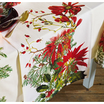 Garnier Thiebaut Poinsettias Holiday Cotton Table Runner
