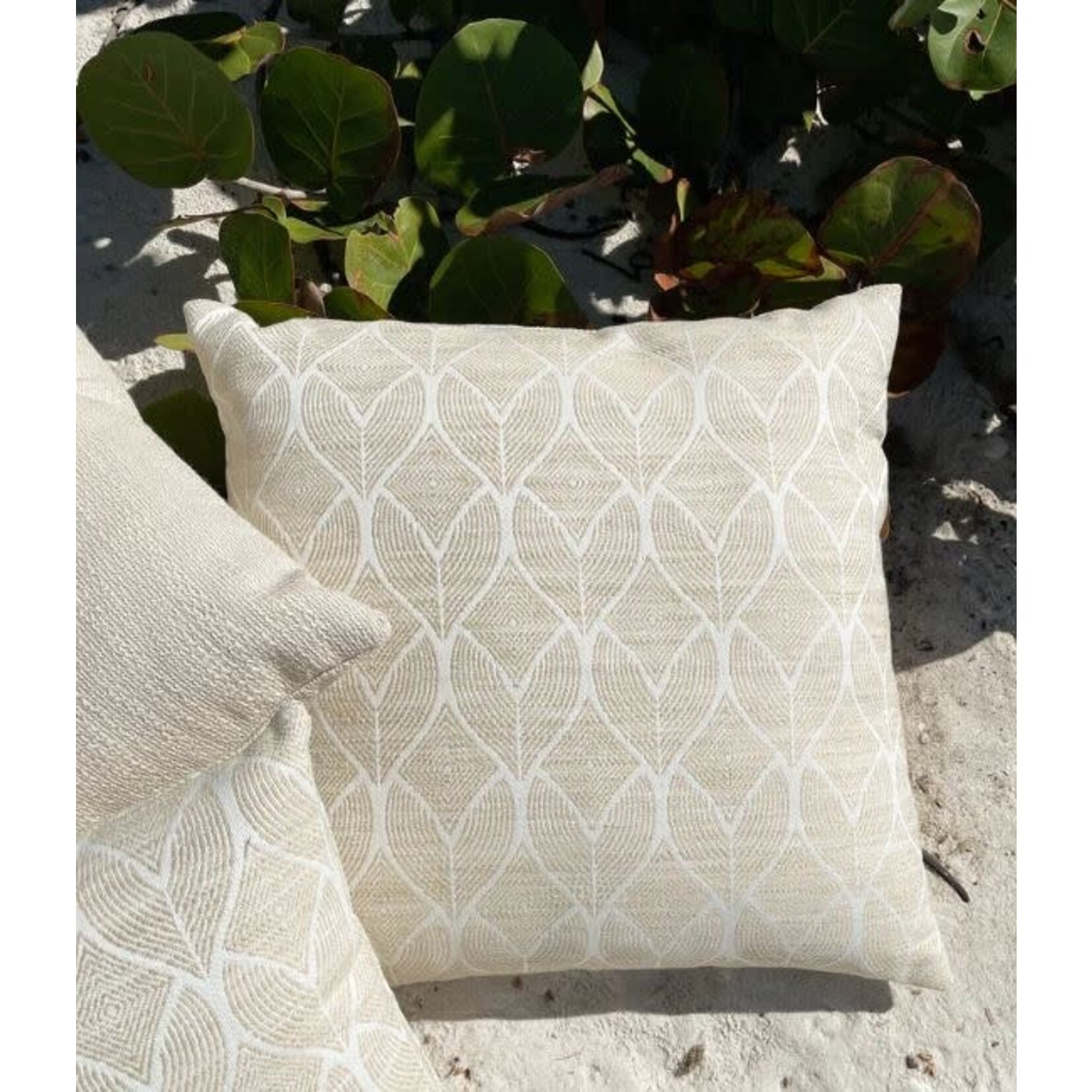 Anaya Cool Tropics Beige Indoor Outdoor Throw Pillow 24x24