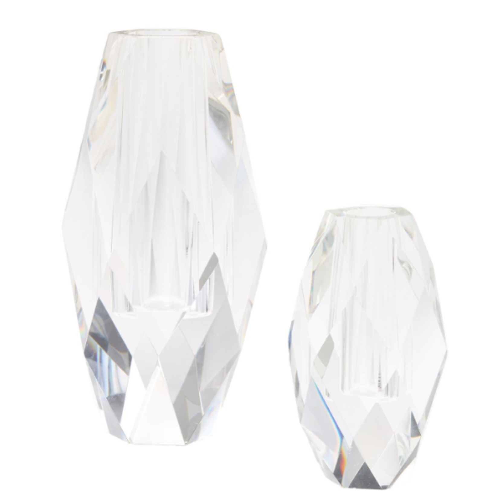 Two's Company Faceted Crystal Vase - S/2