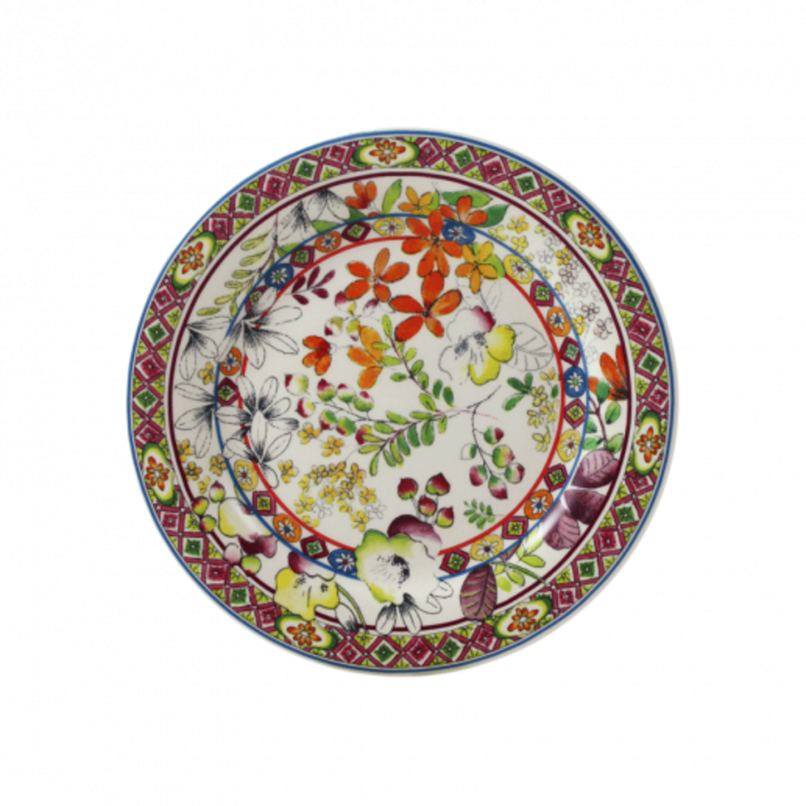 Gien Bagatelle Floral & Leaf Canape Dessert Plates Set of 4