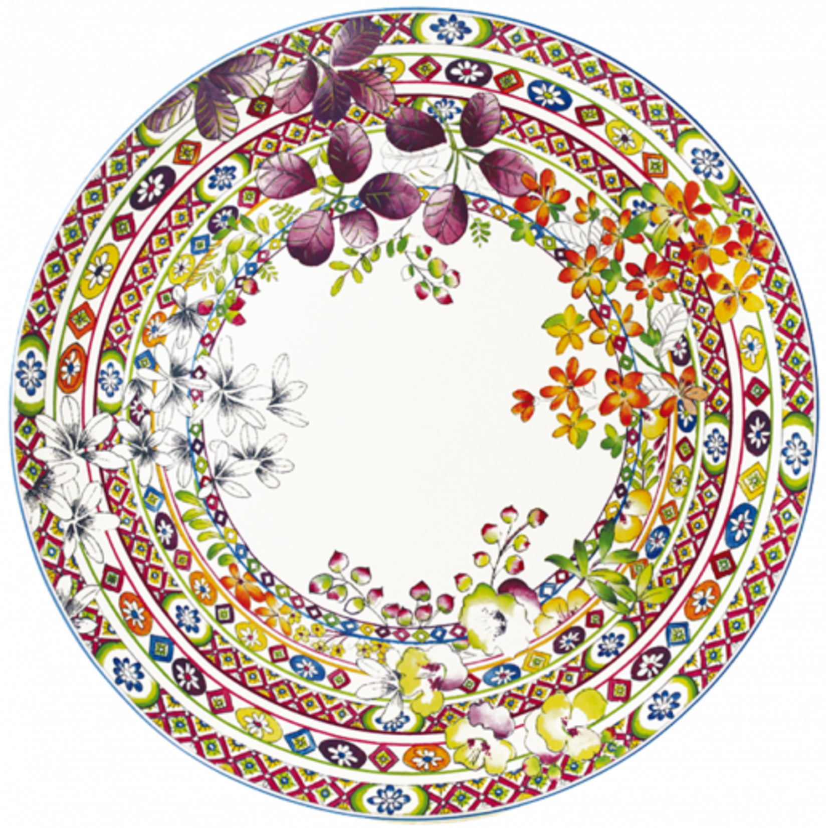 Gien Bagatelle Floral & Leaf Cake Platter