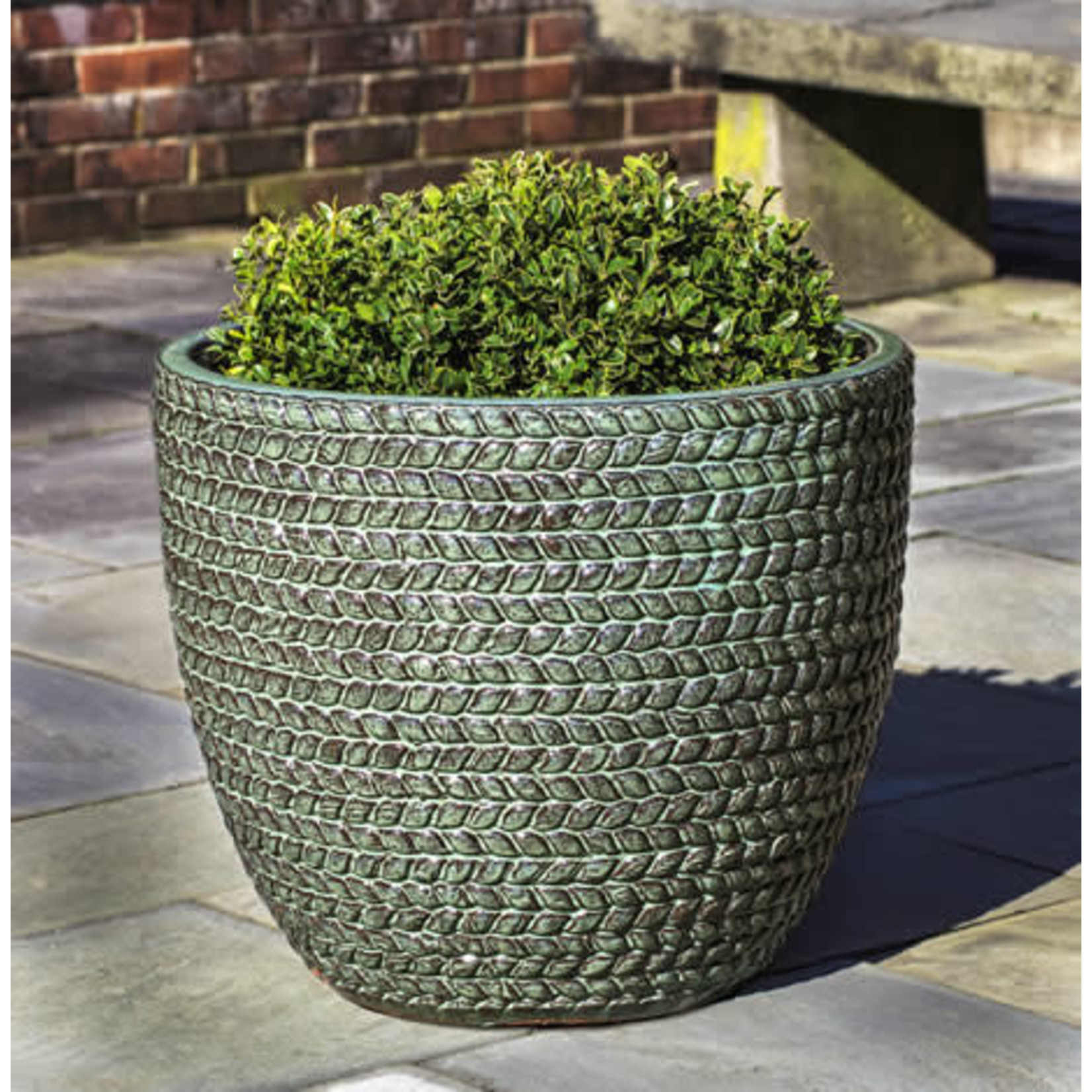 Campania Sisal Weave Seafoam Green Medium Planter