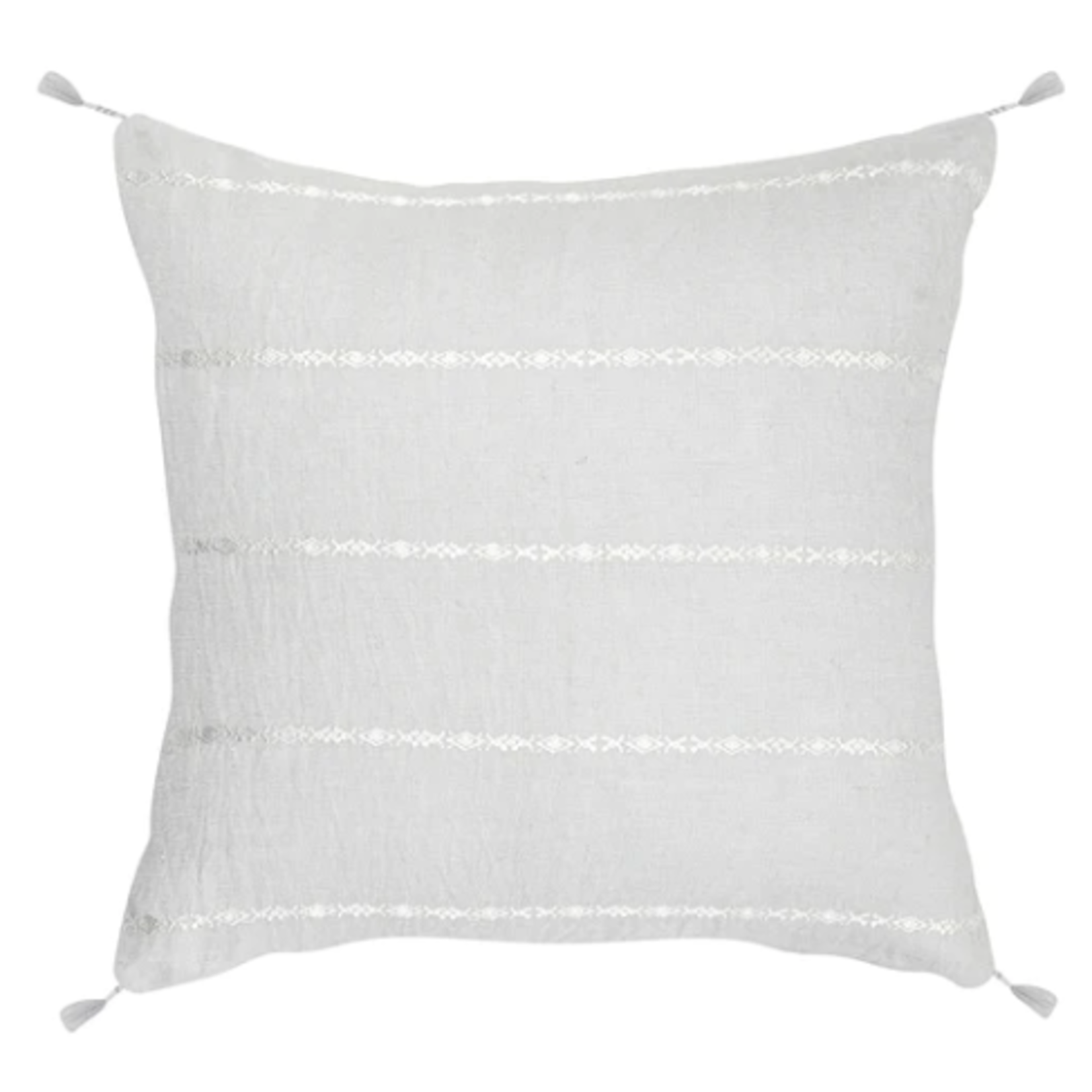 Anaya Seville Embroidered Stripe So Soft Linen 20x20 Pillow with Insert