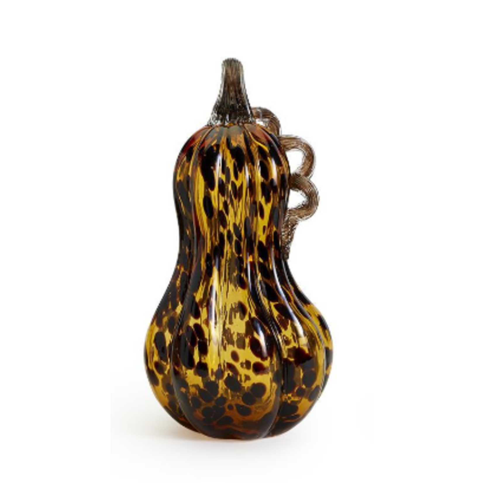 Two's Company Hand-Blown Glass Amber Pumpkin Gourd
