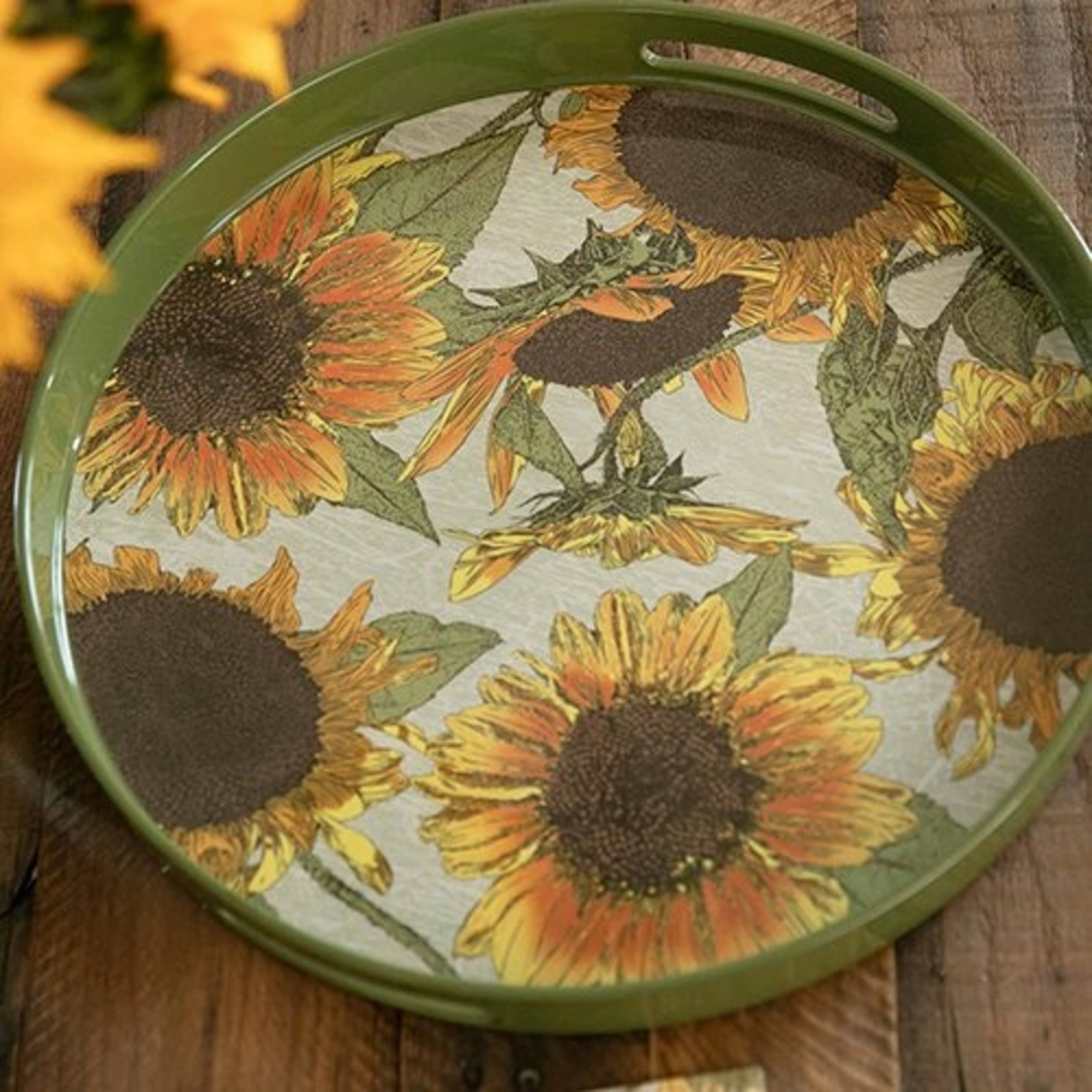 Rockflowerpaper Sunflowers 15" Round Tray