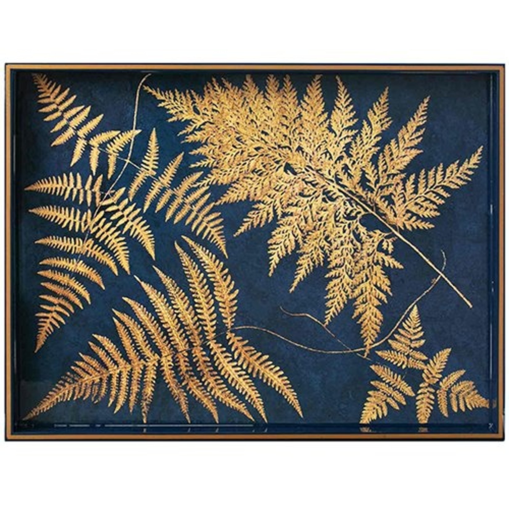 Rockflowerpaper Navy Gilded Ferns Art Tray 15x20