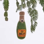 Rockflowerpaper Green Champagne Bottle Felt Ornament