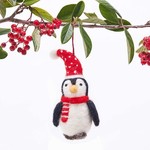 Rockflowerpaper Red & Navy Penguin Wool Felt Ornament