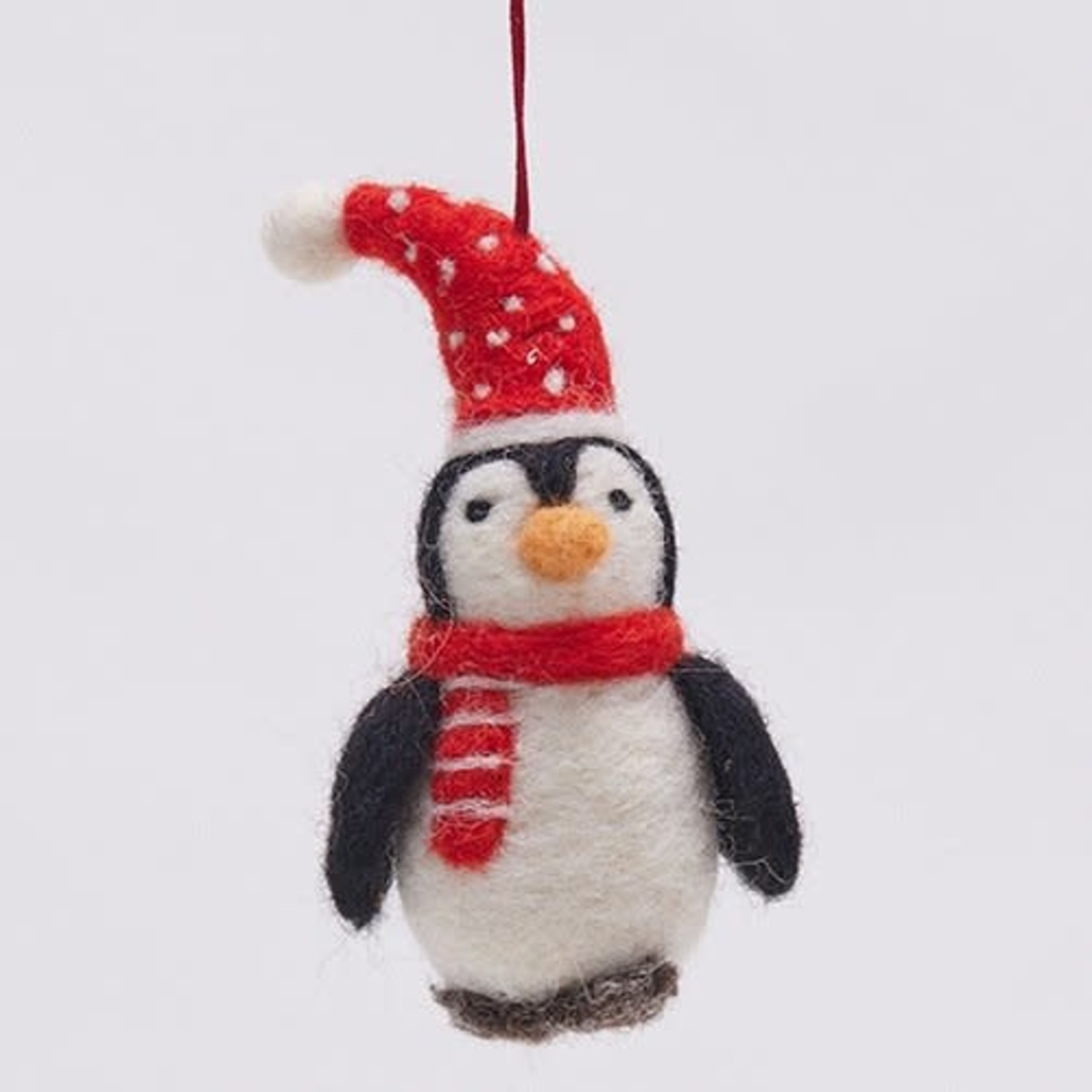 Rockflowerpaper Red & Navy Penguin Wool Felt Ornament