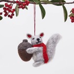 Rockflowerpaper Grey Squirrel Handmade Felt Ornament