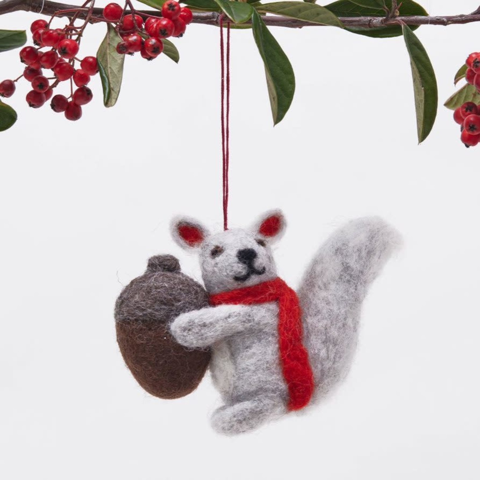 Rockflowerpaper Grey Squirrel Handmade Felt Ornament