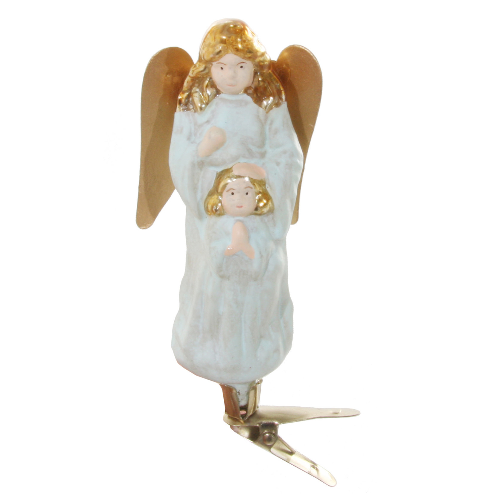 Shishi LLC Glass Angel Blue Gold Wings Ornament