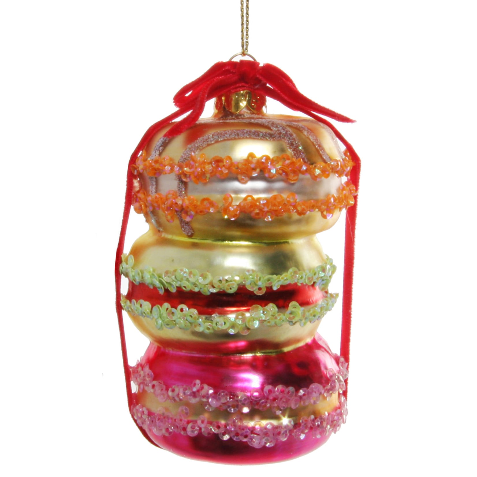 Shishi LLC Glass Sequin Macarons Ornament 4.5"
