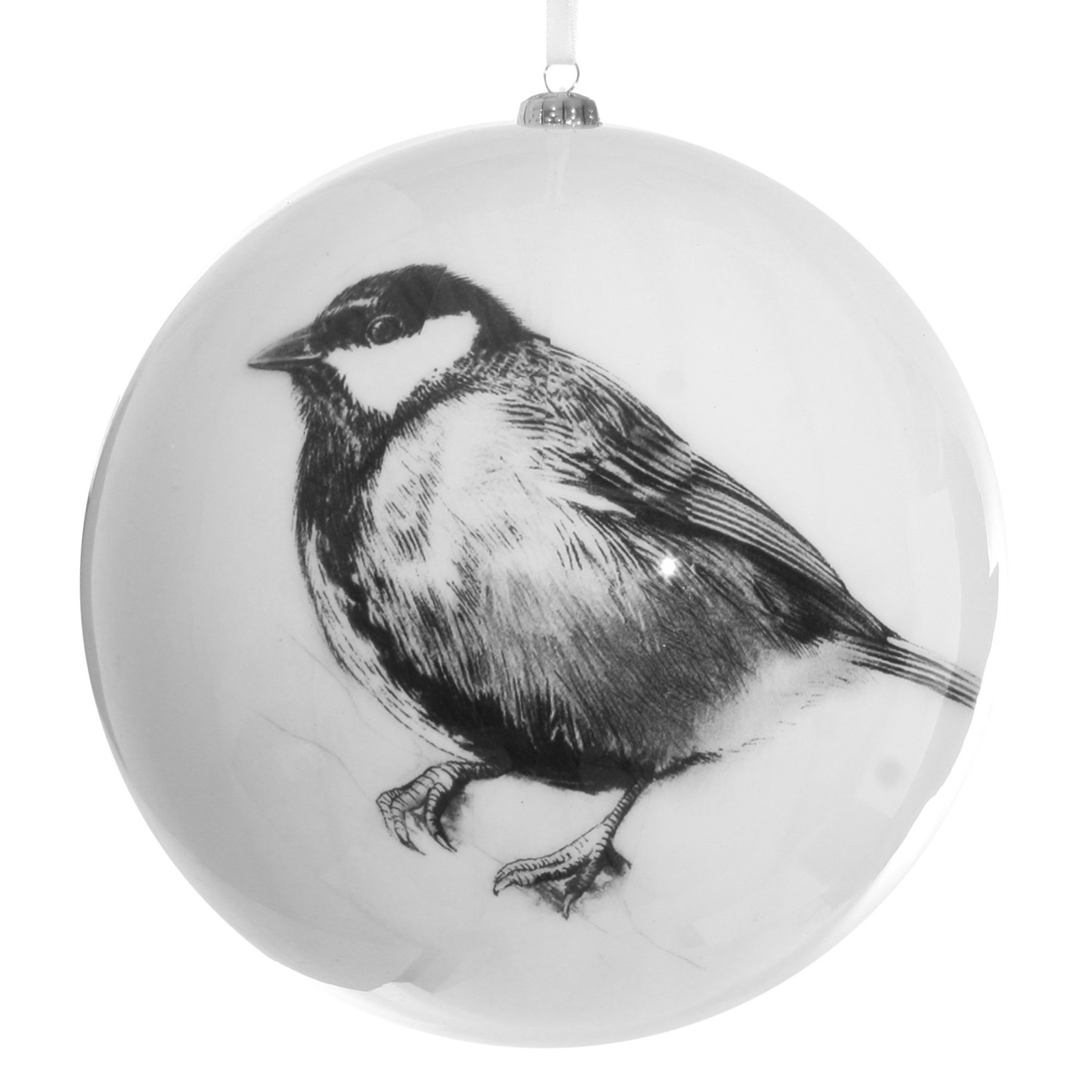Shishi LLC Great Tit Bird Glass Ball Ornament 8"