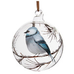 Shishi LLC Glass Ball Clear with Blue Bird Ornament